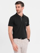 Pánska čierna polokošeľa na zips V6 POSS-0148