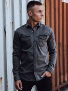 Jeansová pánska košeľa tmavošedej farby