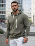 Khaki pánska mikina v zaujímavom prevedení