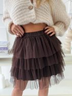 Módna hnedá mini sukňa GLR017