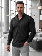 Čierna slim fit pánska košeľa so vzorom