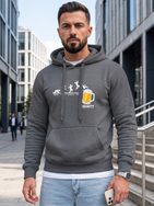 Trendy grafitová mikina s potlačou a s kapucňou