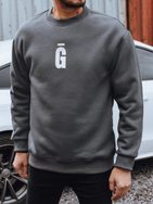 Grafitová pánska mikina bez kapucne s nápisom