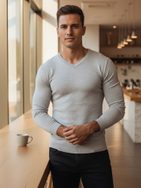 Jednofarebný pánsky sveter sivý