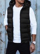 Jedinečná čierna vesta s kapucňou