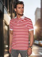 Trendy červená pánska polokošeľa s pásikovým vzorom
