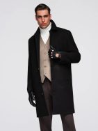 Čierny pánsky kabát na zimu om-cowc-0135