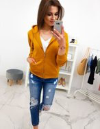 Dámska kamelová mikina na zips s kapucňou