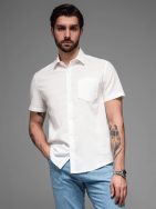Ležérna biela pánska košeľa V1 shss-0167