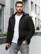 Prechodná trendy čierna bunda s kapucňou