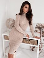 Svetrové elegantné svetlohnedé šaty Dreamy