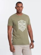 Olivové tričko s moto potlačou V2 TSPT-0125