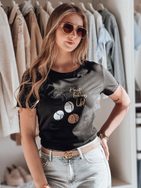 Čierne dámske tričko so psíkom