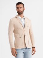 Športové béžové slim fit sako V5 BLZB-0101