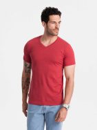 Bavlnené pánske tričko červené v17 om-tsbs-0145