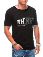 Trendy čierne tričko s nápisom Think S1898
