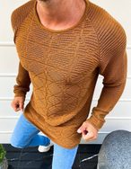 Kamelový sveter s nádherným prešívaním