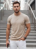 Štýlové pánske tričko s krátkym rukávom béžové