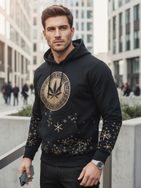 Čierno-zlatá trendy mikina s kapucňou