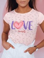 Zaujímavé dámske tričko Love Yourself v ružovej farbe