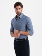 Módna modrá slim-fit košeľa V1 SHCS-0175