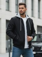 Jedinečná čierna bomber bunda s kapucňou