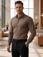 Základná hnedá pánska košeľa