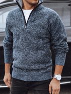 Elegantný pánsky sveter v modrej farbe na zips
