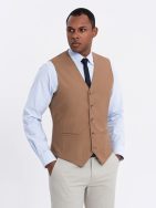 Trendy karamelová elegantná vesta V1 BLZV-0112