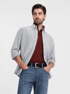 Elegantná šedá pánska košeľa V2 SHOS-0172