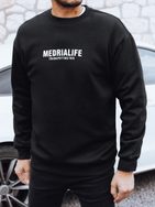 Čierna mikina bez kapucne so štýlovým nápisom