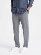 Pánske šedé chinos nohavice s elastickým pásom V1 PACP-0158