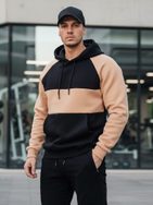 Pánska kamelovo- čierna mikina s kapucňou