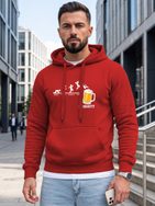 Trendy červená mikina s potlačou a s kapucňou