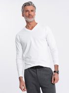 Biele tričko s dlhým rukávom a V-výstrihom V3 LSBL-0108