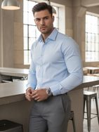 Elegantná jasno modrá pánska košeľa