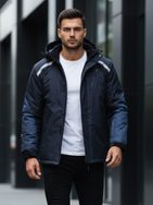 Zimná modrá bunda s reflexnými prvkami