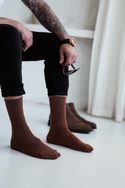 Elegantné hnedé pánske ponožky