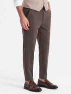 Pánske čokoládové chinos nohavice s elastickým pásom V2 PACP-0158