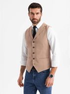 Elegantná hnedá pánska vesta V1 BLZV-0145
