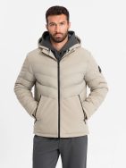 Nadčasová prešívaná béžová pánska bunda V4 JALP-0172