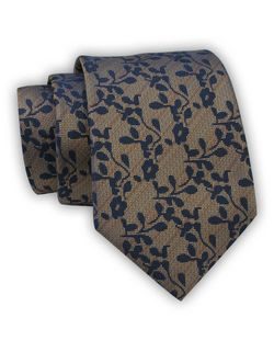 Decentná béžová kravata s kvetinovým vzorom Alties