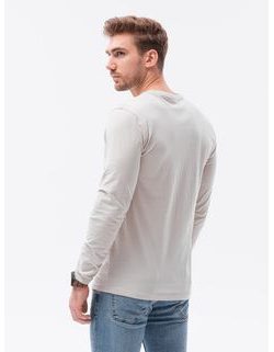 Béžové tričko s dlhým rukávom a véčkovým výstrihom L136