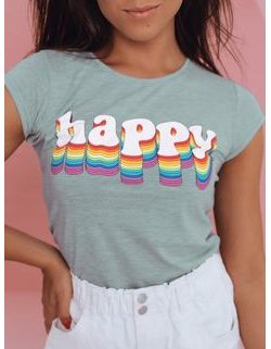 Dámske módne tričko Happy  v mätovej farbe