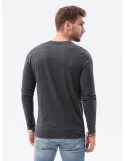 Tmavo-šedé tričko s dlhým rukávom a véčkovým výstrihom L136