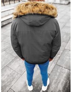 Šedá zimná bunda s kapucňou JS/M2019/392