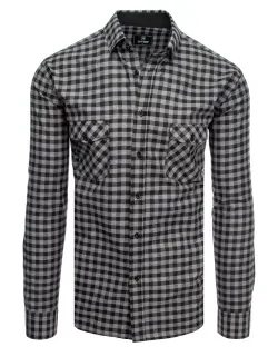 Károvaná košeľa čierno-šedá