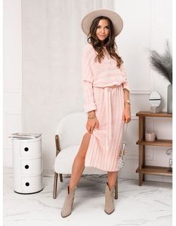 Dámske módne púdrovo ružové šaty DLR047