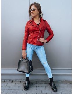 Moderná červená dámska koženková bunda Ventura