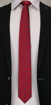 Červená kravata s modrým vzorom - Budchlap.sk